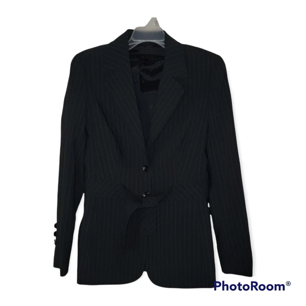 Escada Black Pin Stripe Blazer Size Sm